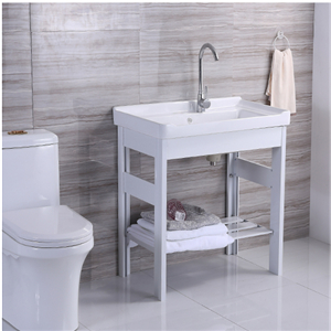 洗手盆帶搓板陽(yáng)臺(tái)超深洗衣槽陶瓷洗衣盆不銹鋼支架臺(tái)